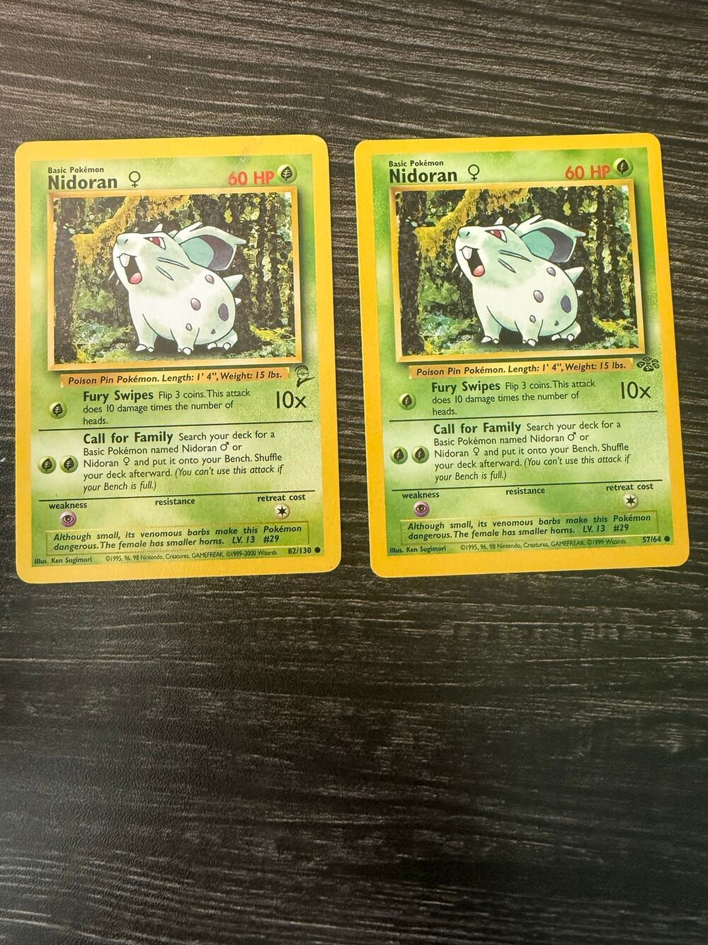 Vintage WOTC Pokémon Card Lot - Nidoran ♀ Jungle 57/64 & Base Set 2 82/130